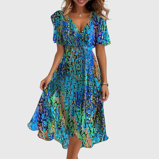 Midi Dress | Abstract Print Wrap