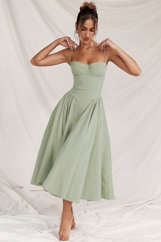 Midi Dress | Jessica Bustier Spaghetti-Strap Midi Dress for Women