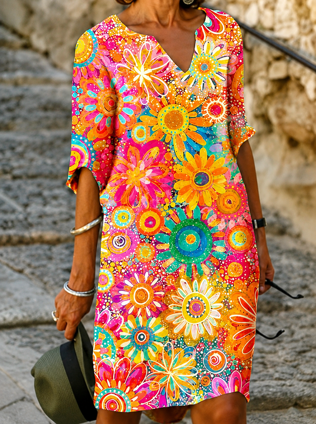 Midi Dress | Vibrant Floral Boho