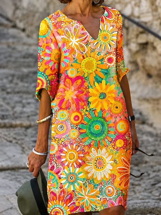 Midi Dress | Vibrant Floral Boho
