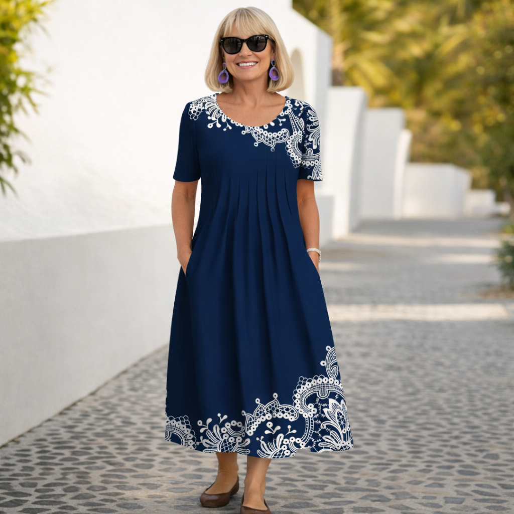 Midi Dress | Wildflower A-Line Cotton