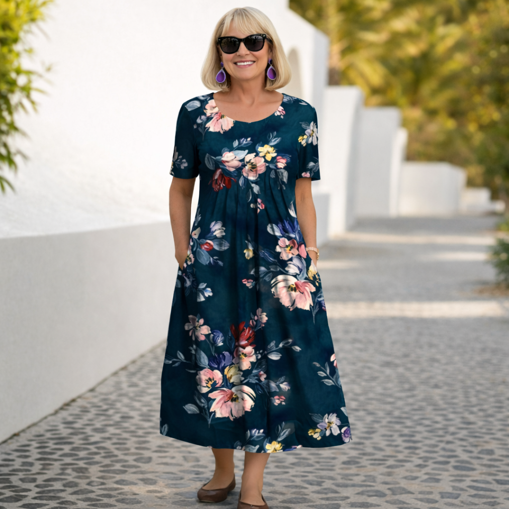 Midi Dress | Wildflower A-Line Cotton