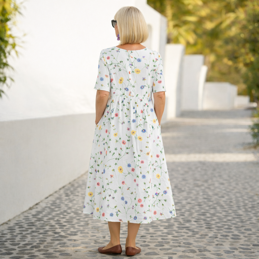 Midi Dress | Wildflower A-Line Cotton