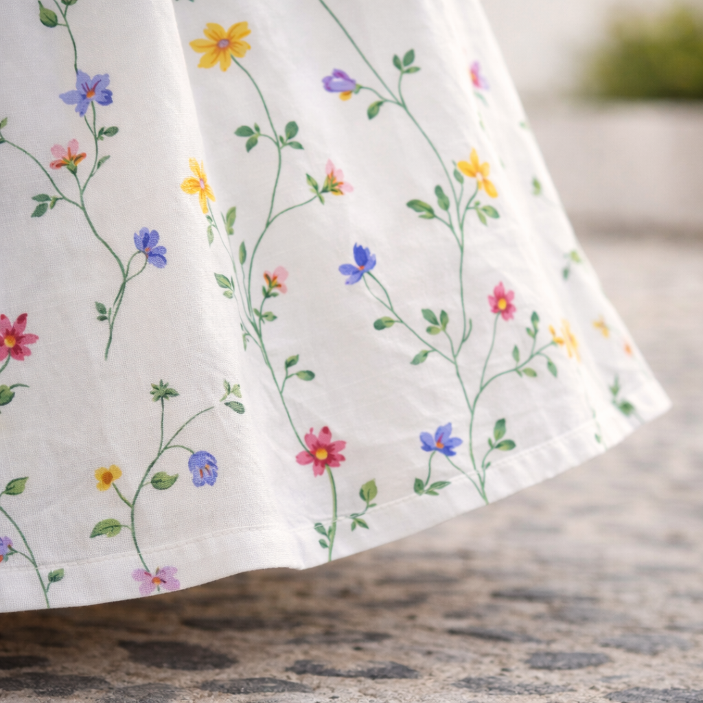 Midi Dress | Wildflower A-Line Cotton
