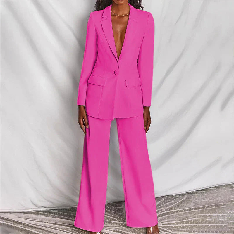 Nancy | Women’s Trouser Suit Longline Blazer Wide-Leg Structured 4