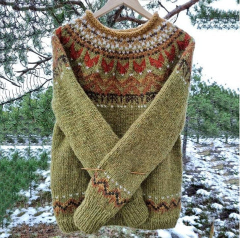 Women's Icelandic Knit Jumper | Vintage Style Warmth