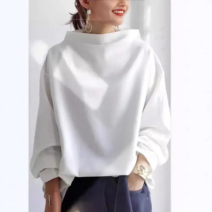 Oversized Roll Neck Knit Top for Women