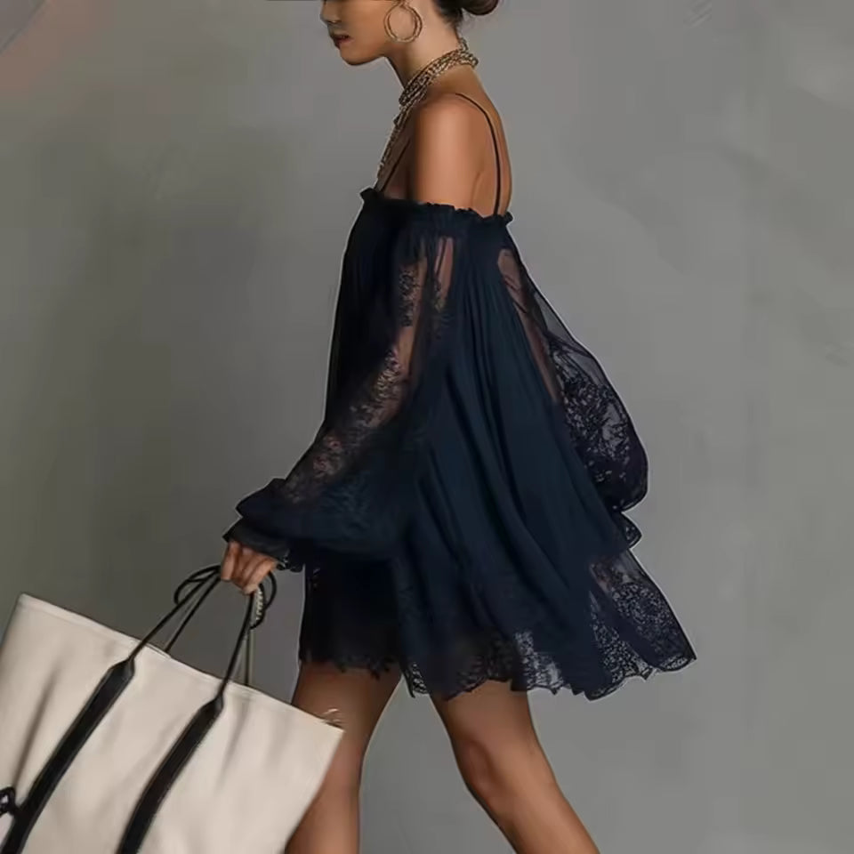 OFF-SHOULDER LACE MINI DRESS 2