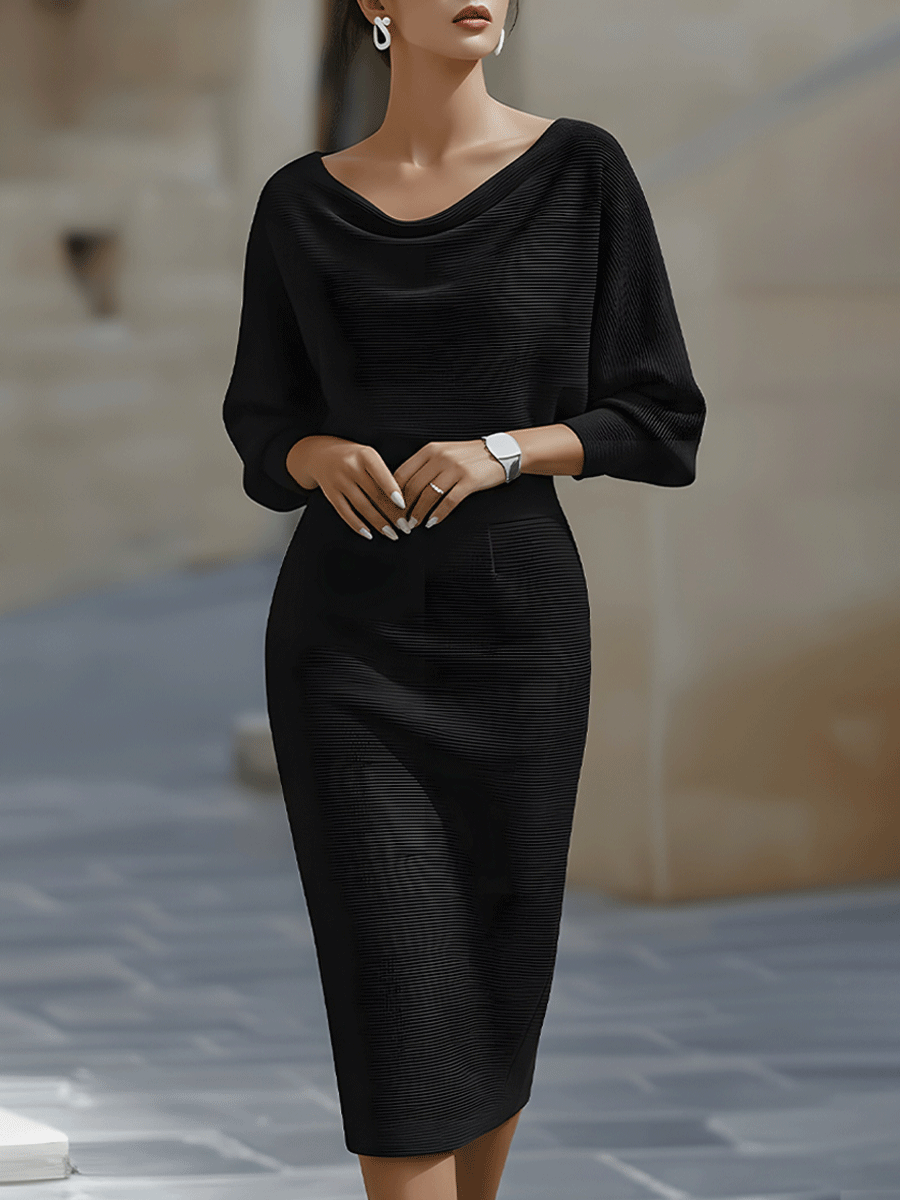 Olivia | White Draped Batwing Midi Dress 1