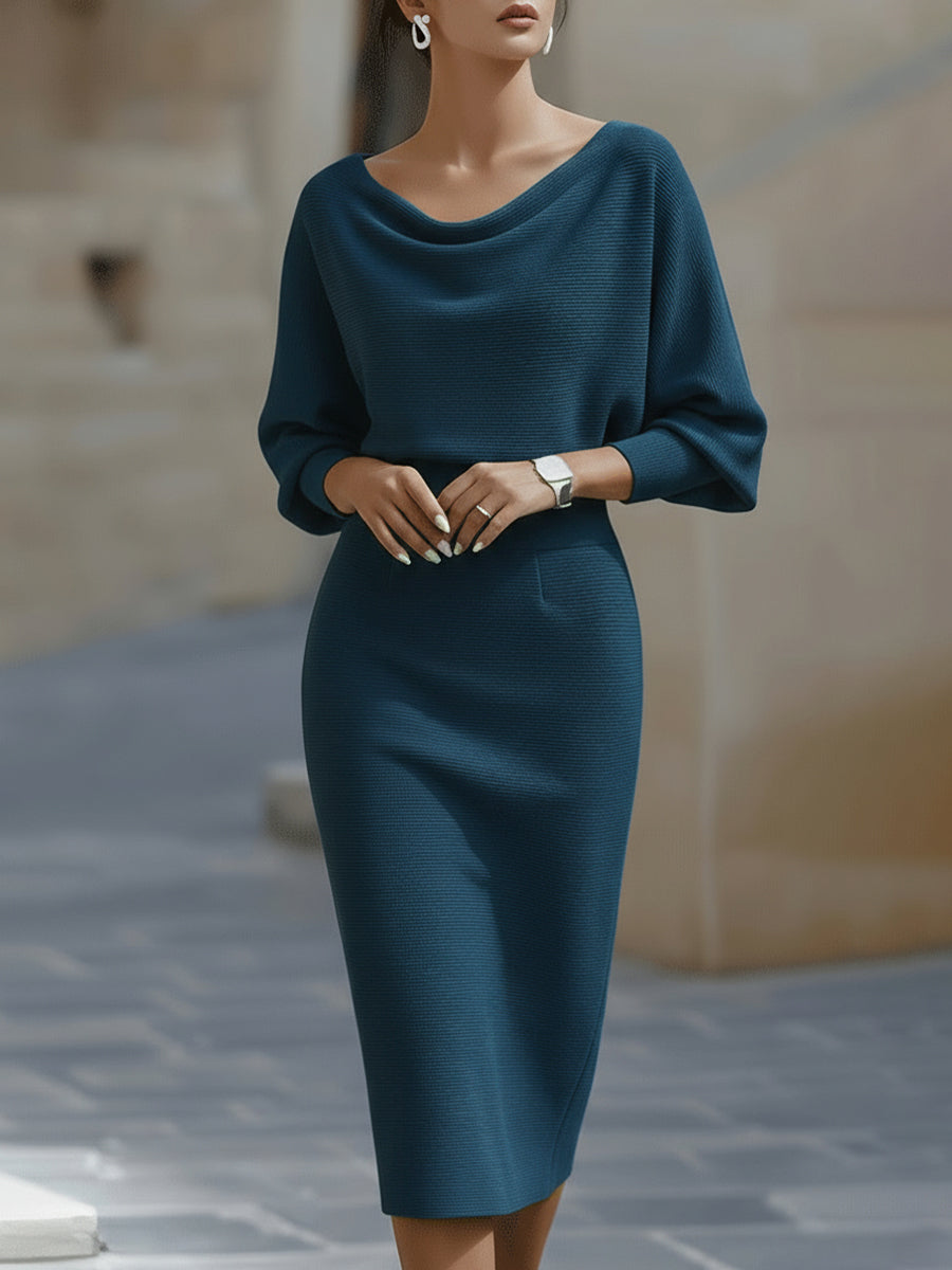 Olivia | White Draped Batwing Midi Dress 3