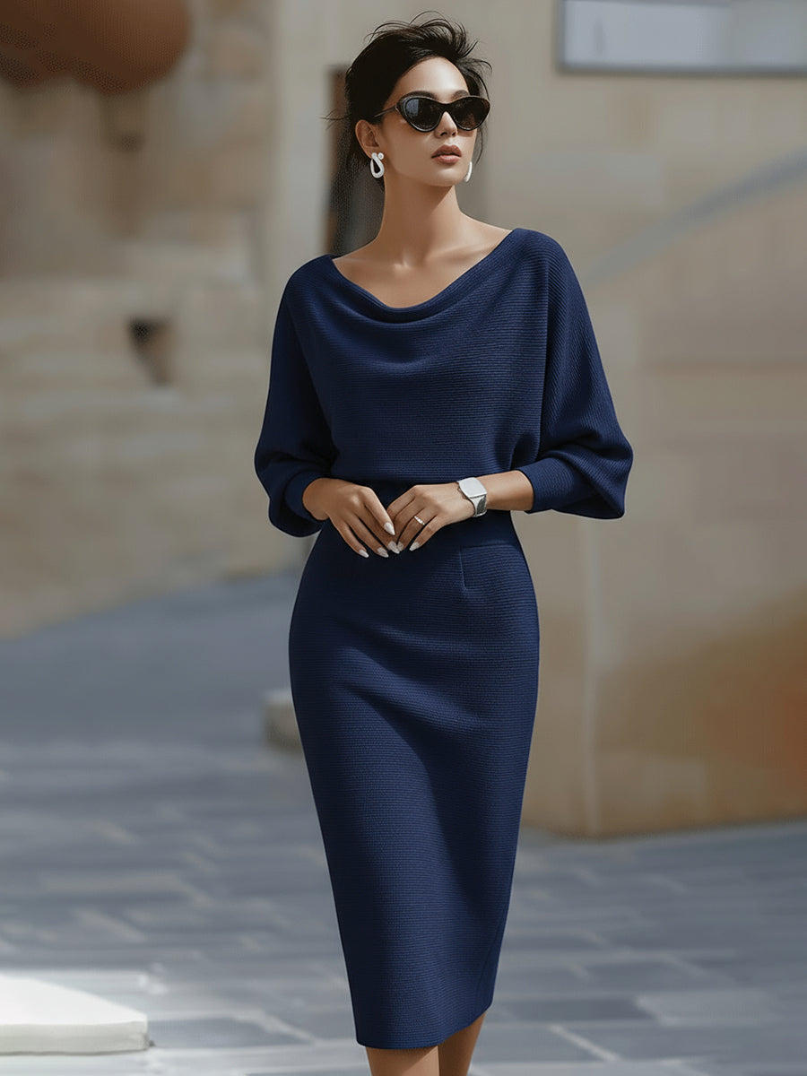 Olivia | White Draped Batwing Midi Dress 4