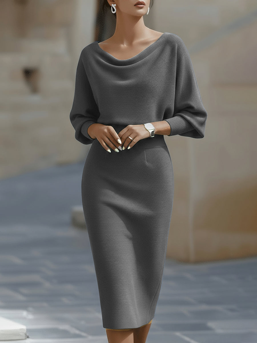 Olivia | White Draped Batwing Midi Dress 5