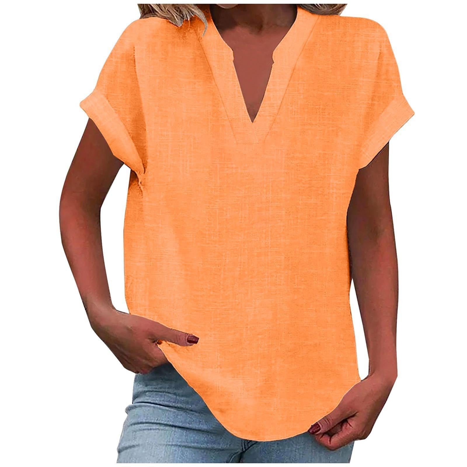 Olivia | Women's Relaxed-Fit V-Neck Short-Sleeve Blouse 7