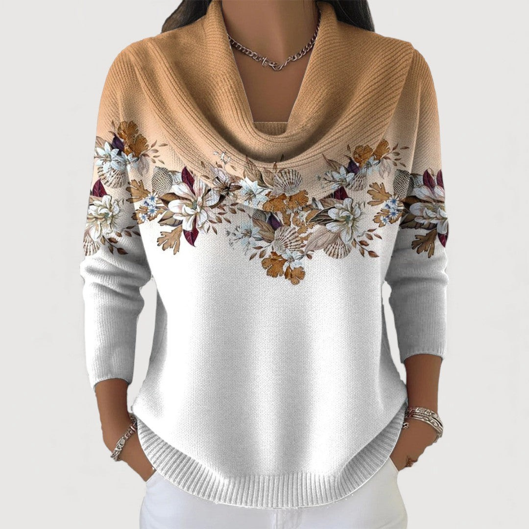 Women's Floral Jumper | Soft Draped Neckline