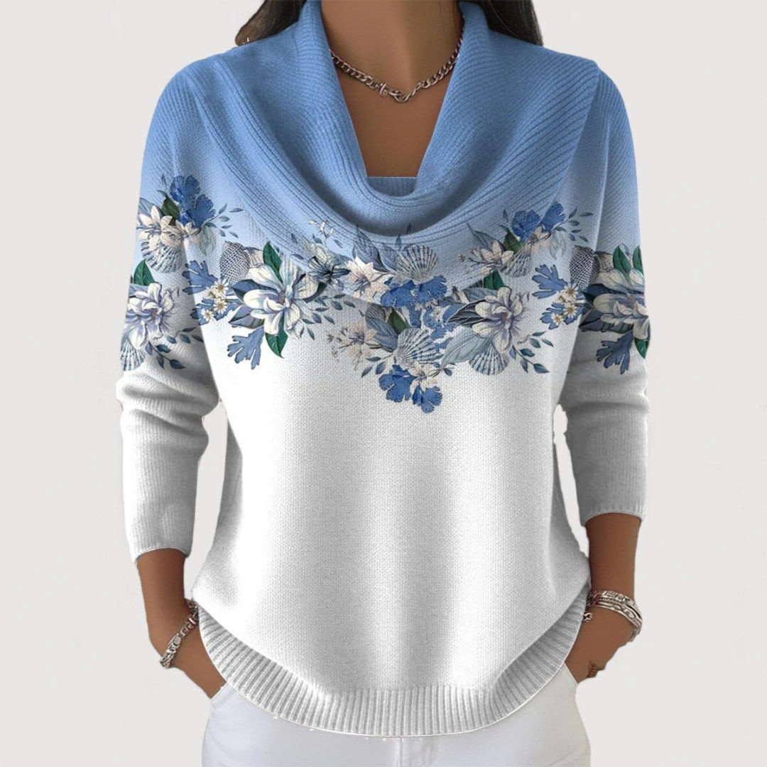 Women's Floral Jumper | Soft Draped Neckline