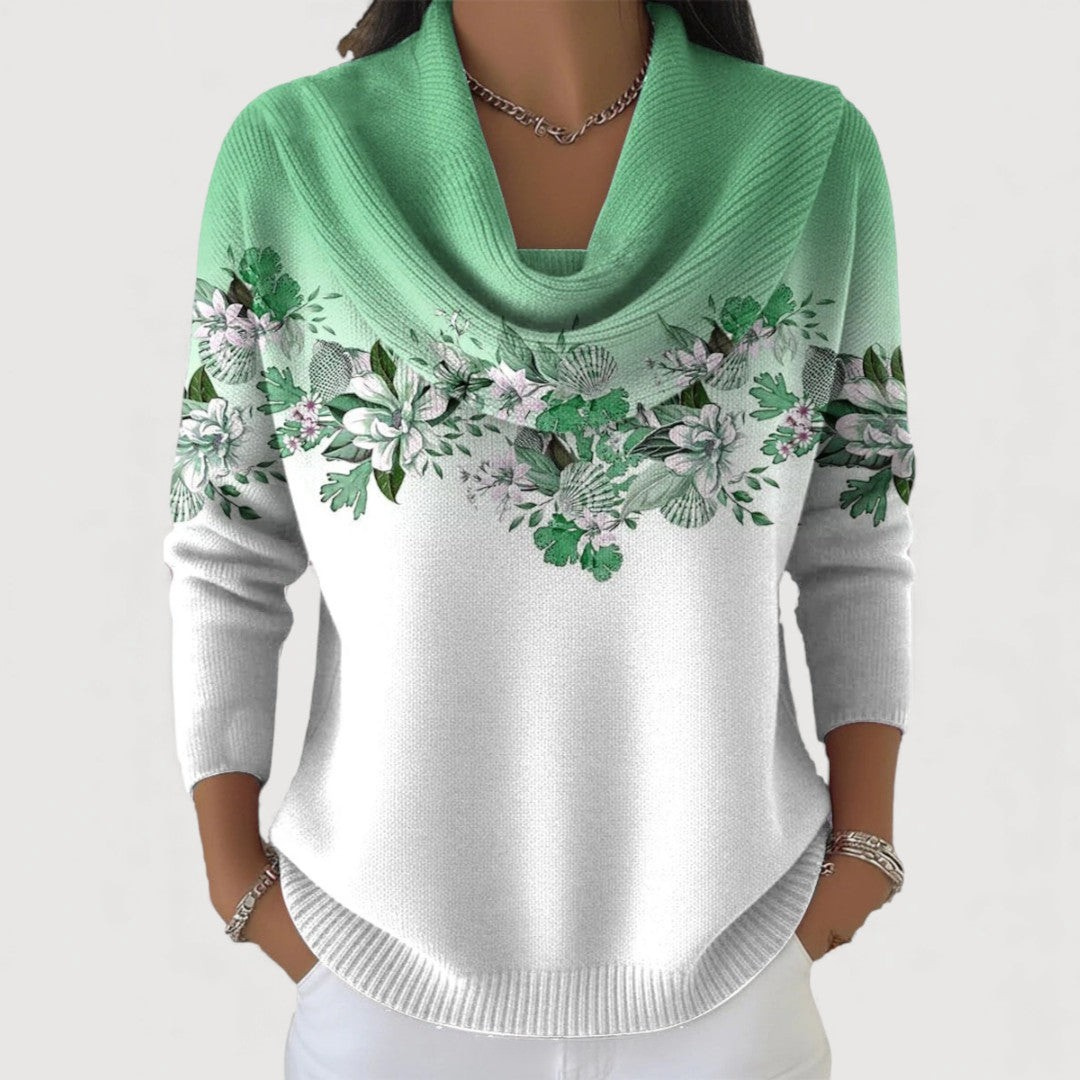 Women's Floral Jumper | Soft Draped Neckline