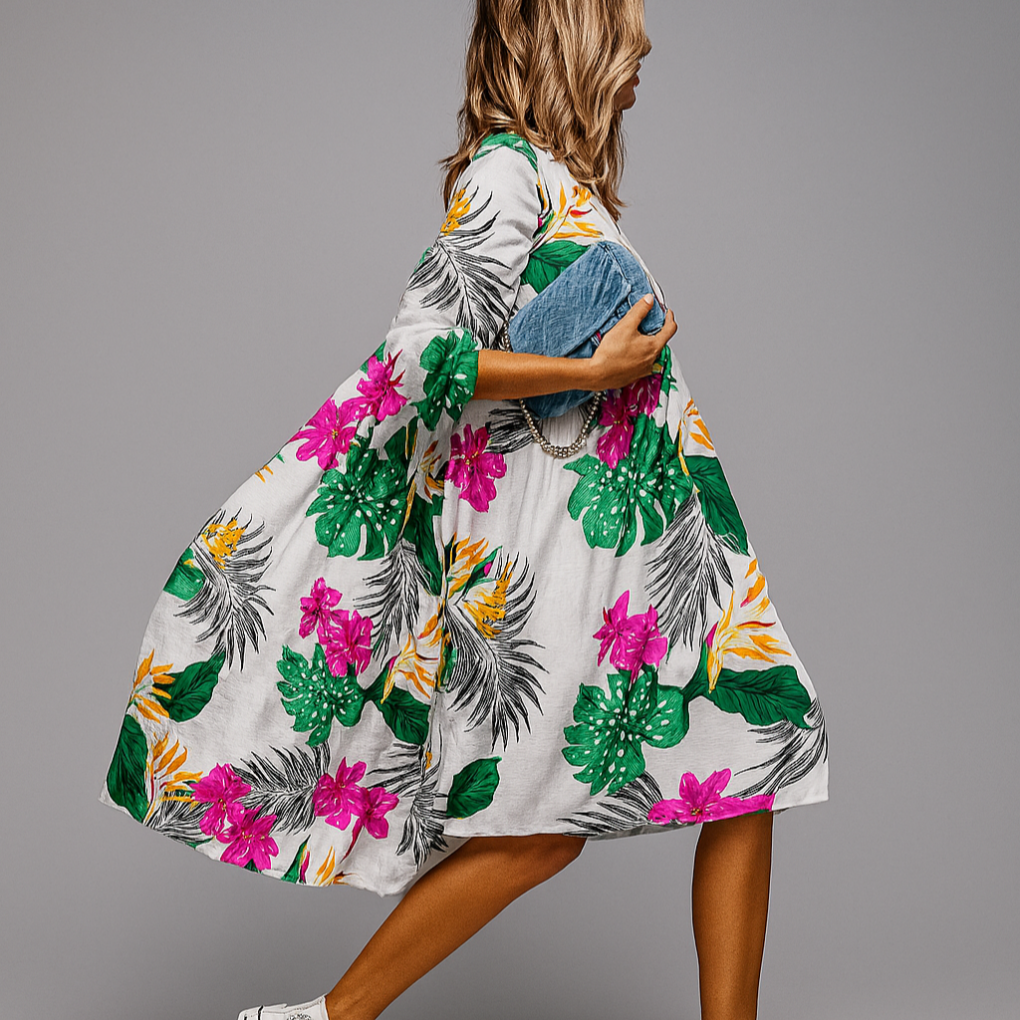 Oversized Floral Print Midi Shirt Dress 3