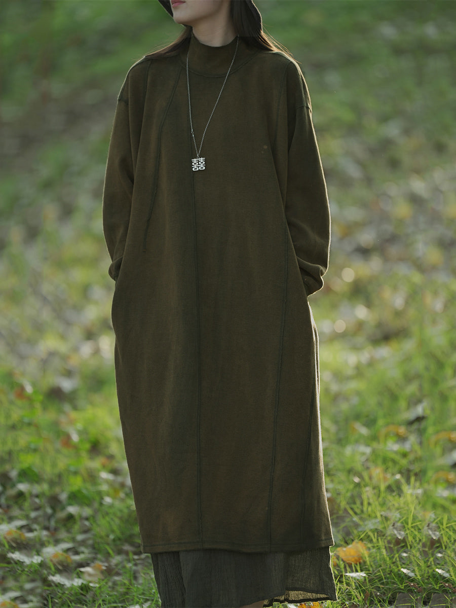 Women's Knit Dress | Stand Collar & Calf-Length 8