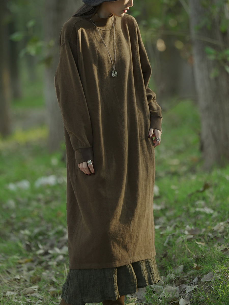 Women's Knit Dress | Stand Collar & Calf-Length 10