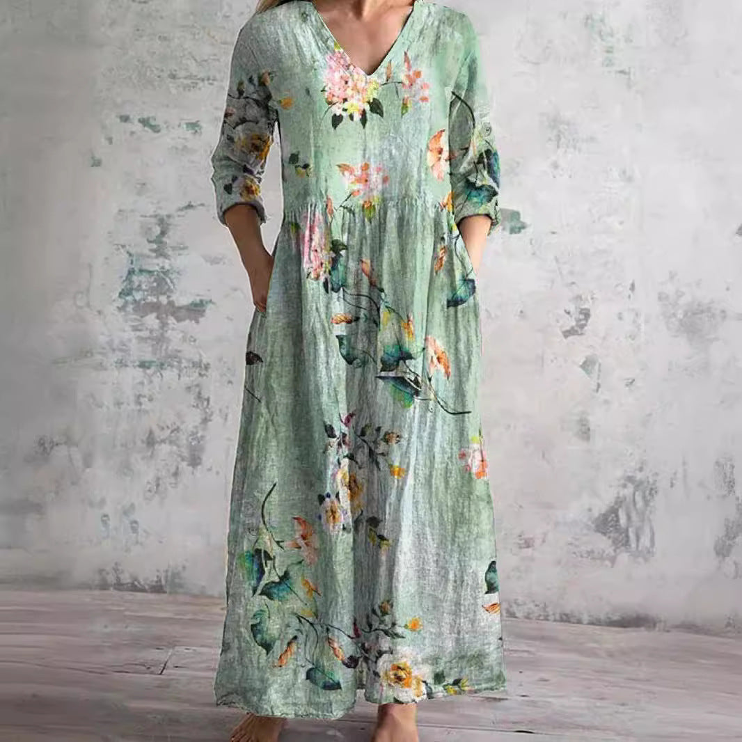 Pattern Maxi Dress Women's | Floral Boho & Relaxed Fit