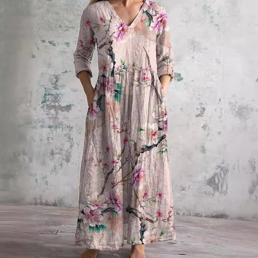 Pattern Maxi Dress Women's | Floral Boho & Relaxed Fit