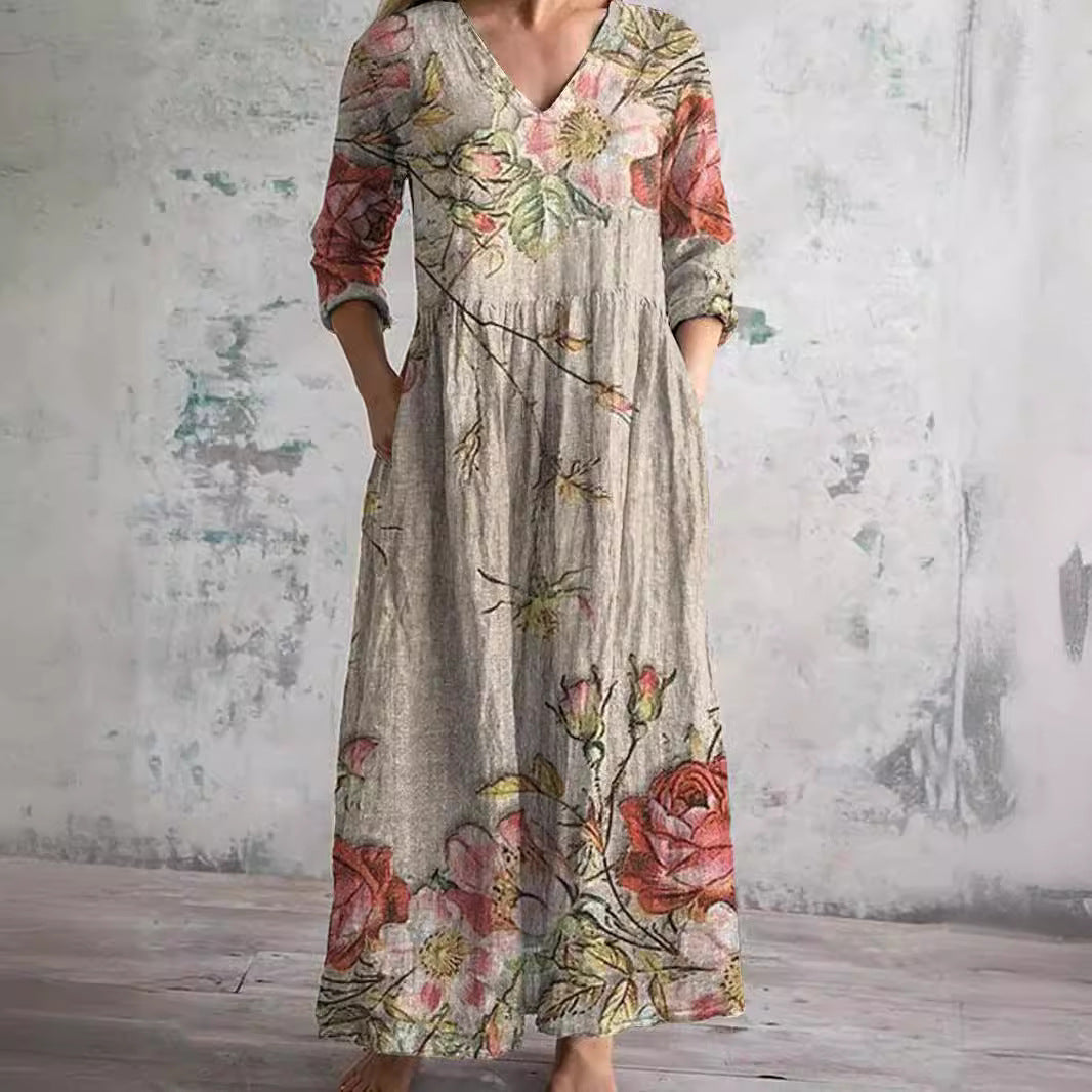 Pattern Maxi Dress Women's | Floral Boho & Relaxed Fit
