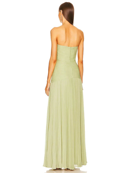 Pleated Maxi Dress Women | Strapless Elegant Evening Gown