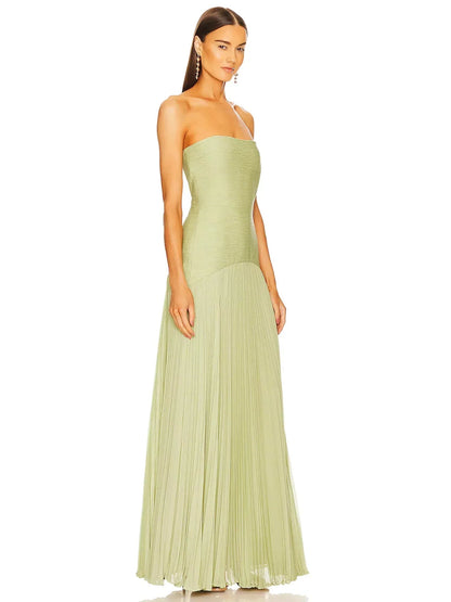 Pleated Maxi Dress Women | Strapless Elegant Evening Gown
