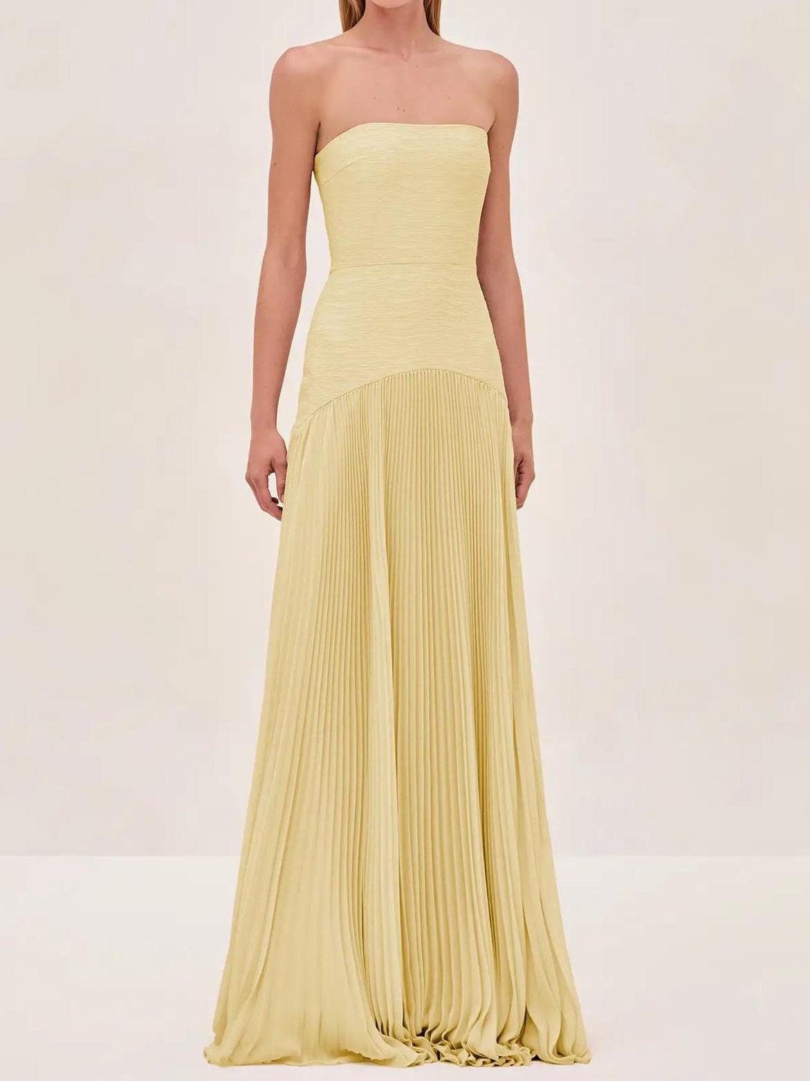 Pleated Maxi Dress Women | Strapless Elegant Evening Gown
