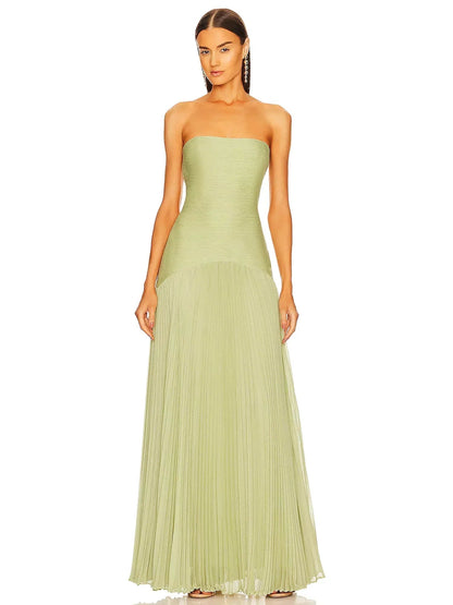 Pleated Maxi Dress Women | Strapless Elegant Evening Gown