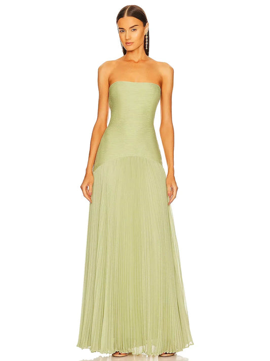 Pleated Maxi Dress Women | Strapless Elegant Evening Gown