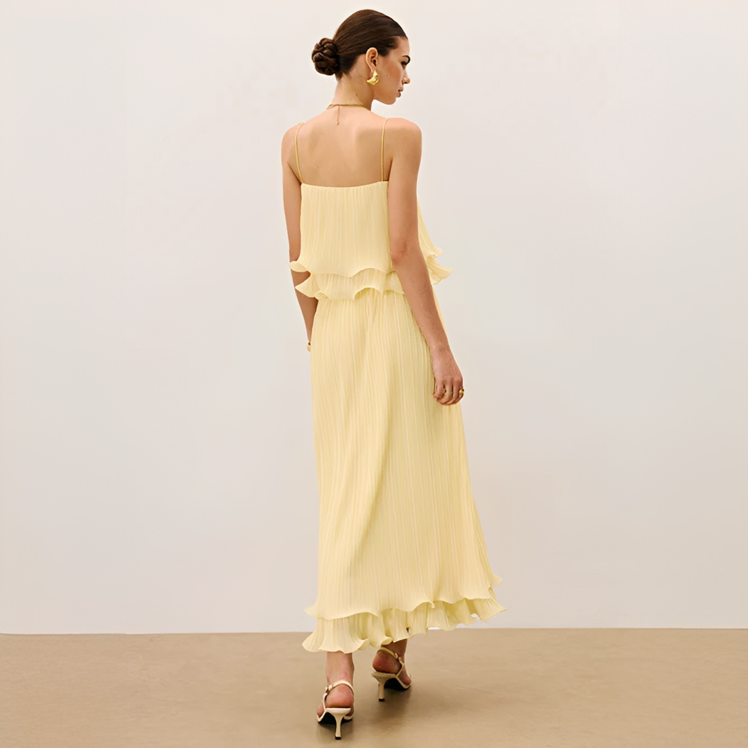 Pleated Maxi Dress Women's | Ruffle Detail & Elegant Co-ord Set