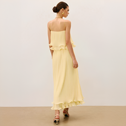 Pleated Maxi Dress Women's | Ruffle Detail & Elegant Co-ord Set