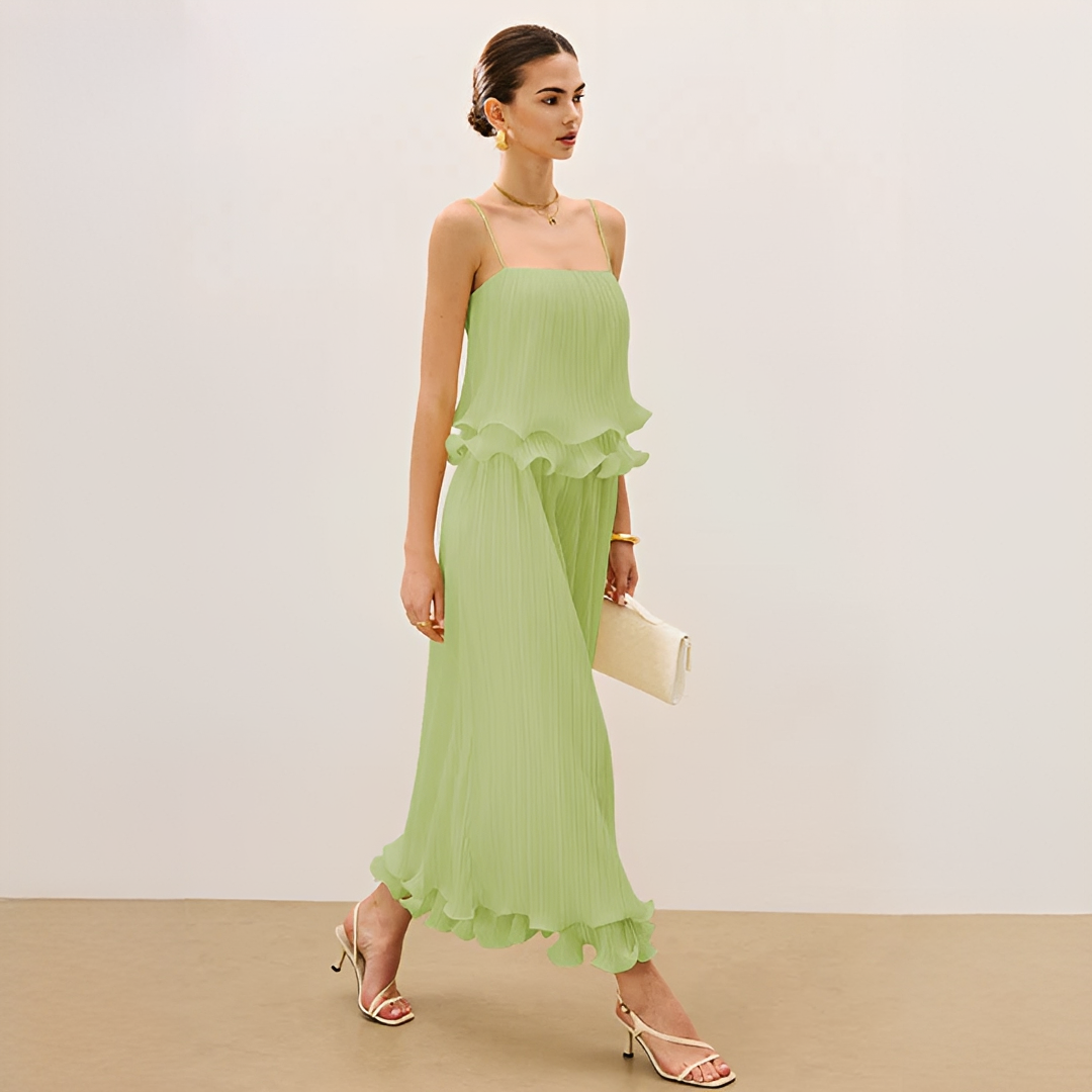 Pleated Maxi Dress Women's | Ruffle Detail & Elegant Co-ord Set