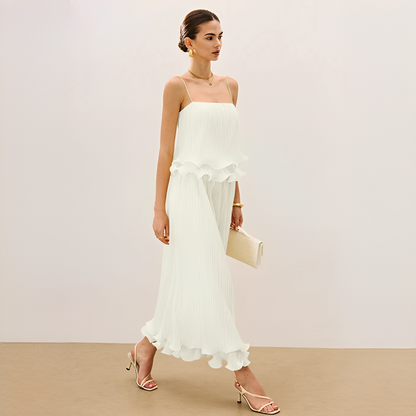 Pleated Maxi Dress Women's | Ruffle Detail & Elegant Co-ord Set