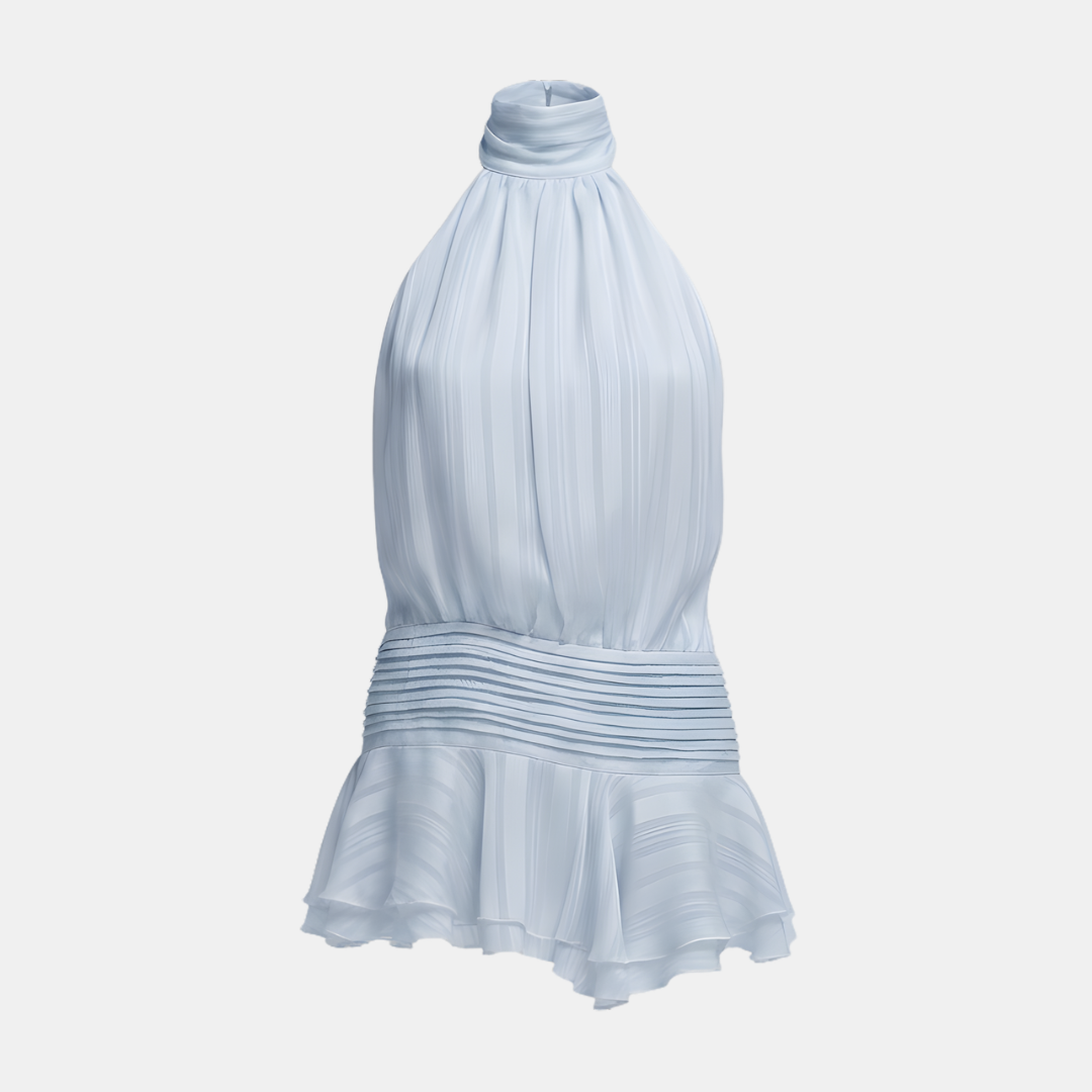Pleated Mini Dress Women's | Halter Neck & Elegant Design