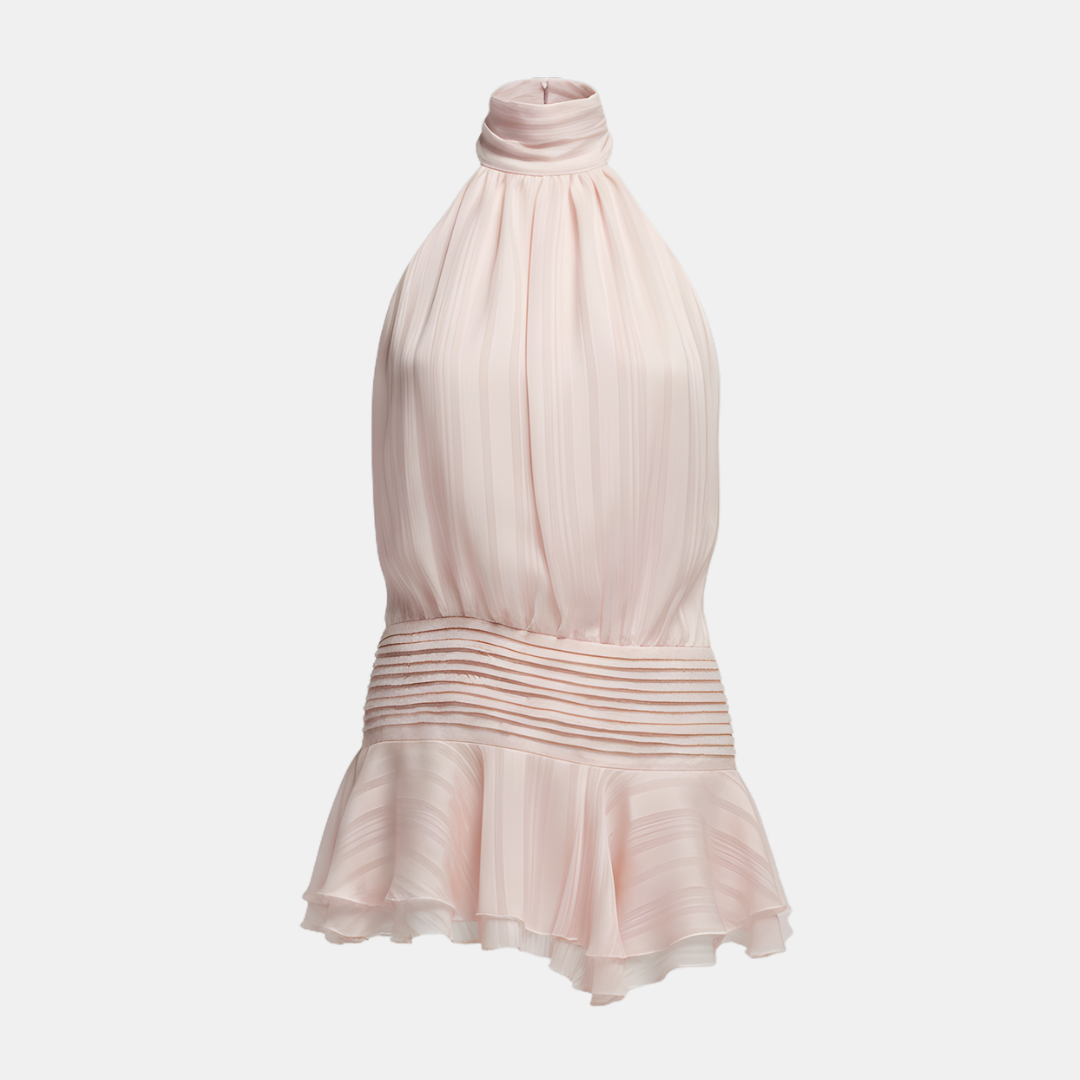 Pleated Mini Dress Women's | Halter Neck & Elegant Design