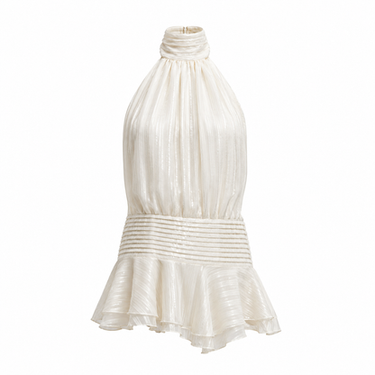 Pleated Mini Dress Women's | Halter Neck & Elegant Design