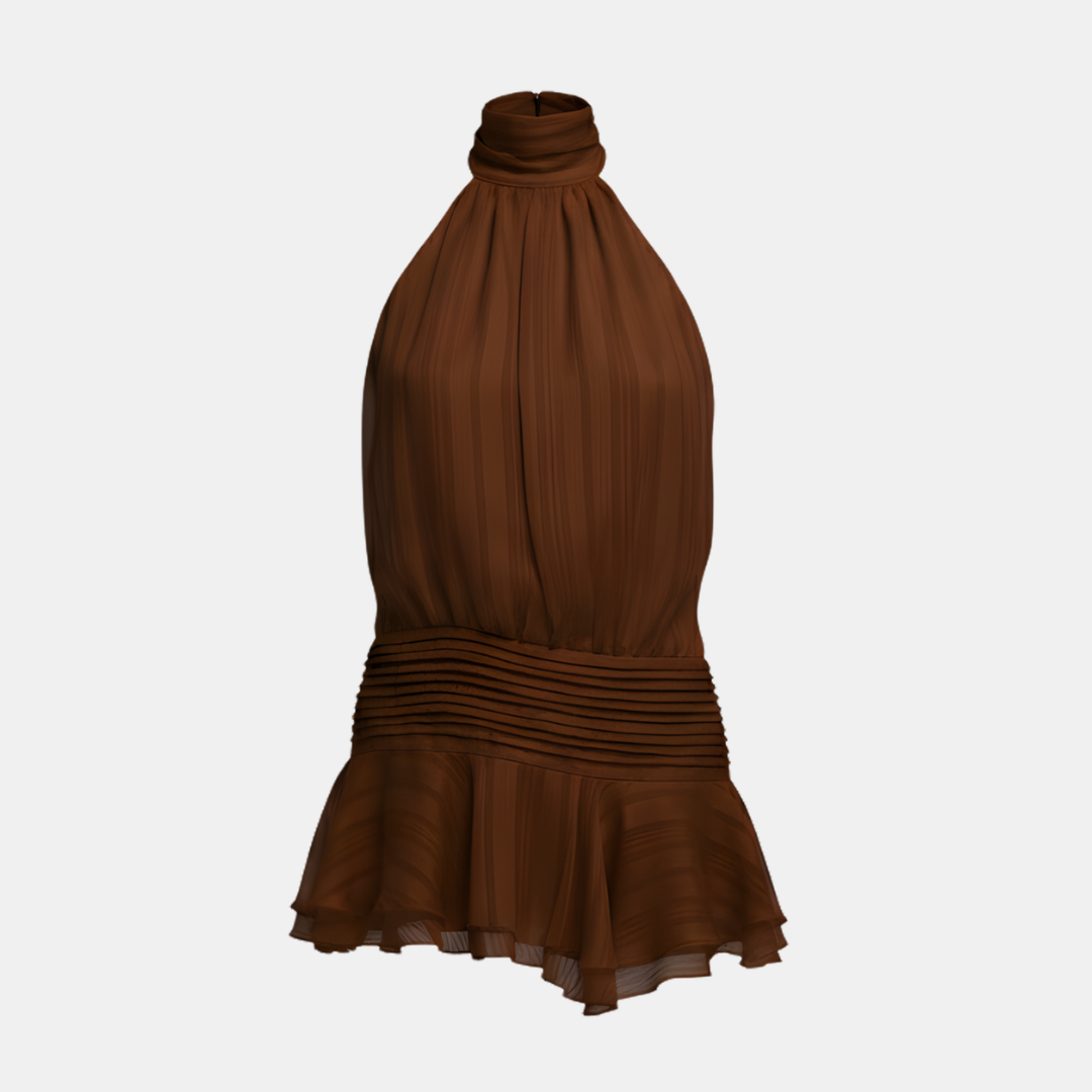 Pleated Mini Dress Women's | Halter Neck & Elegant Design