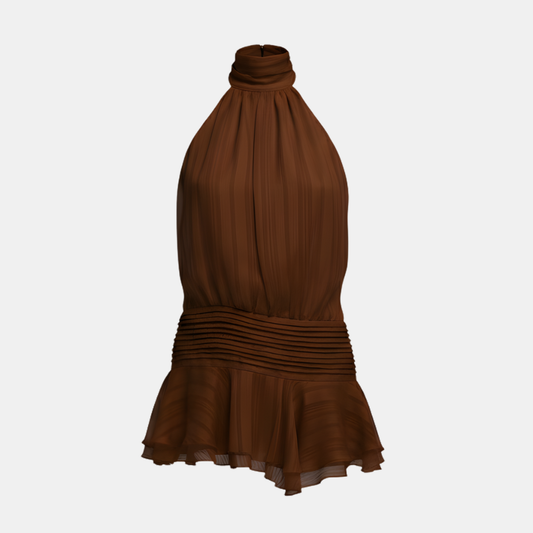 Pleated Mini Dress Women's | Halter Neck & Elegant Design