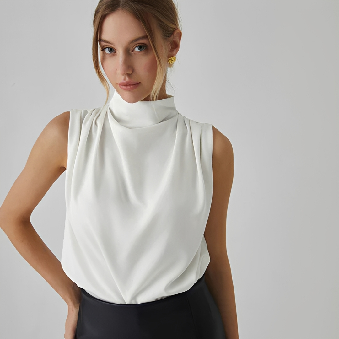 Pleated Top Women's | High Neck & Elegant Structured Design