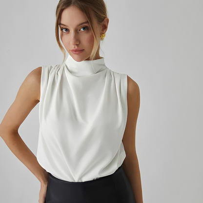 Pleated Top Women's | High Neck & Elegant Structured Design