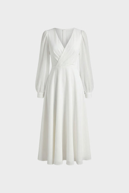 Women's Midi Dress | V-Neck & Long Sleeve 1