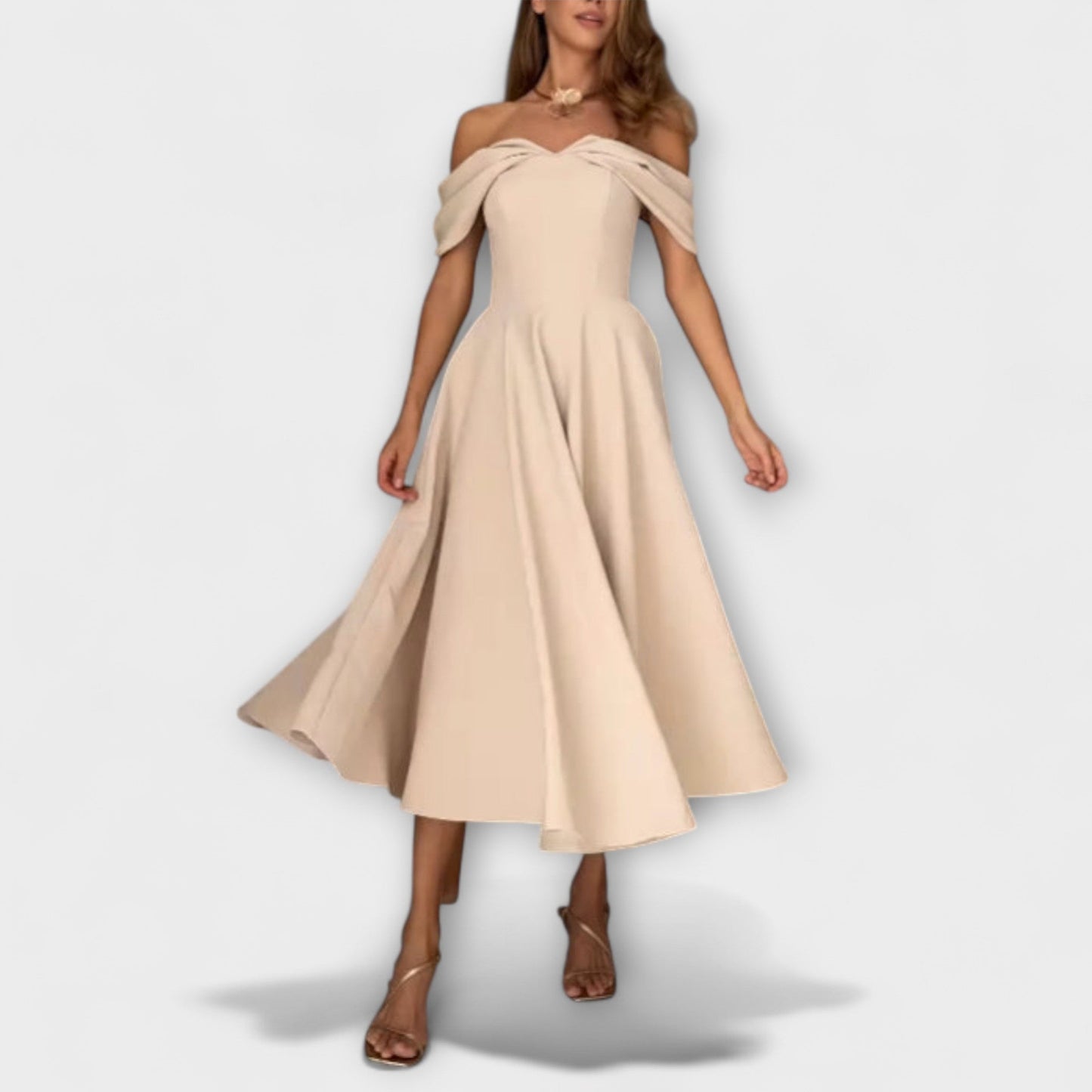 Romy - Off-the-Shoulder Draped Maxi Dress for Events