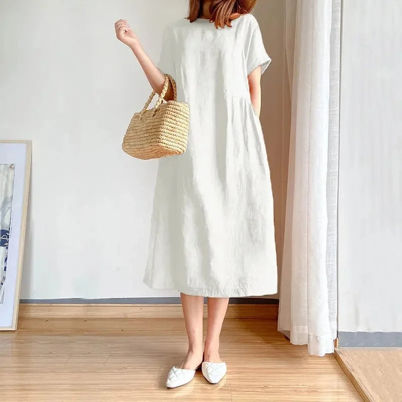 Rosie | Women's Linen Short Sleeve Midi Dress 1