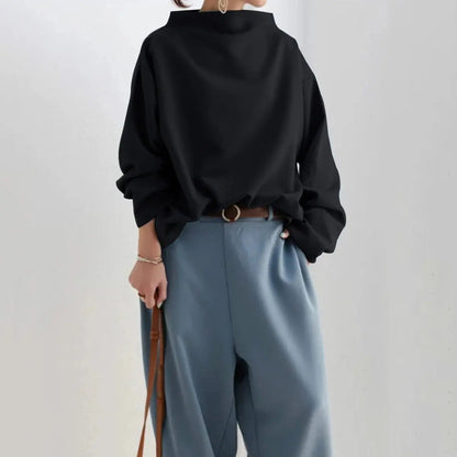 Oversized Roll Neck Knit Top for Women