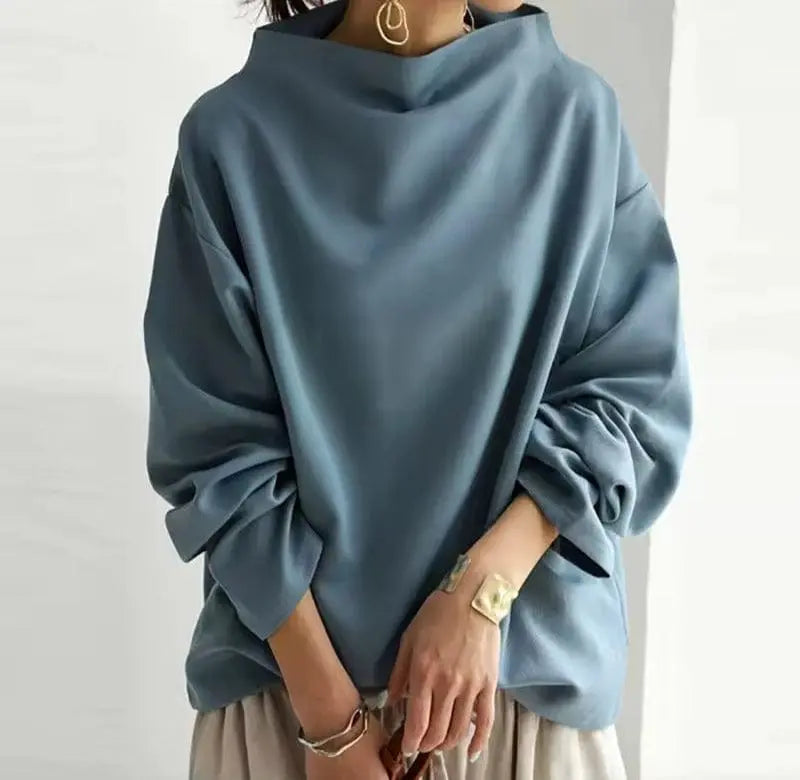 Oversized Roll Neck Knit Top for Women