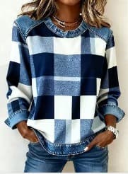 SCOTCH | Patchwork plaid sweatshirt with round neck 8