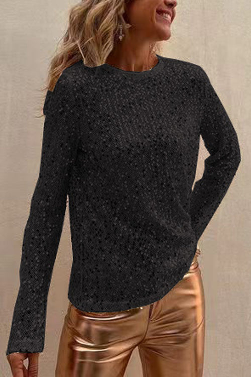 SEQUIN BLOUSE LONG SLEEVES ROUND NECK 1