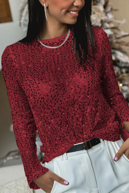 SEQUIN BLOUSE LONG SLEEVES ROUND NECK 3